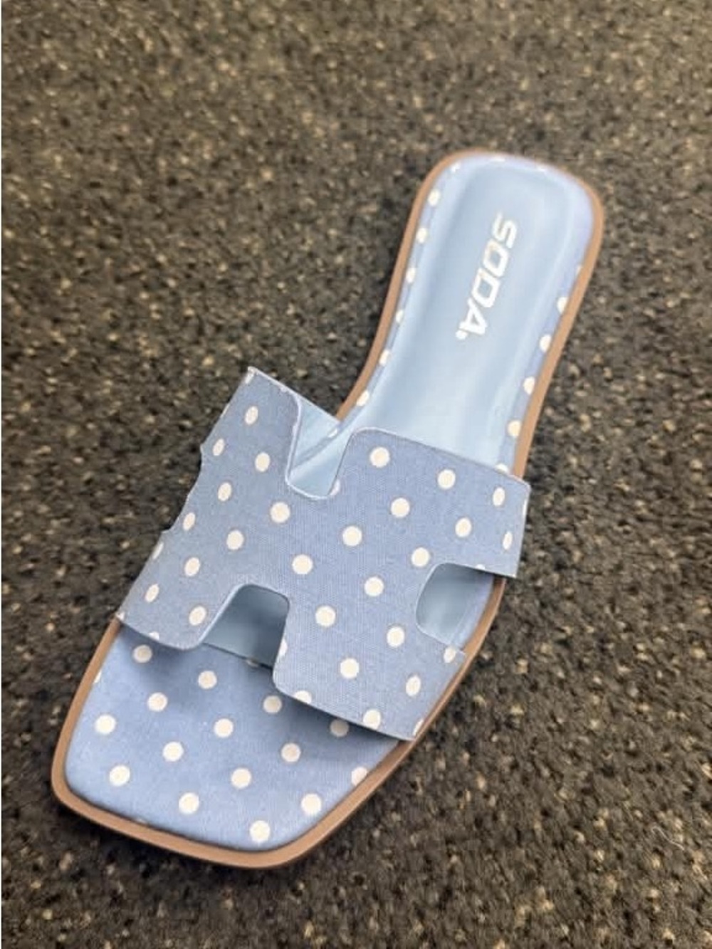 Soda Light Blue Polka Dot Slip-On Mules